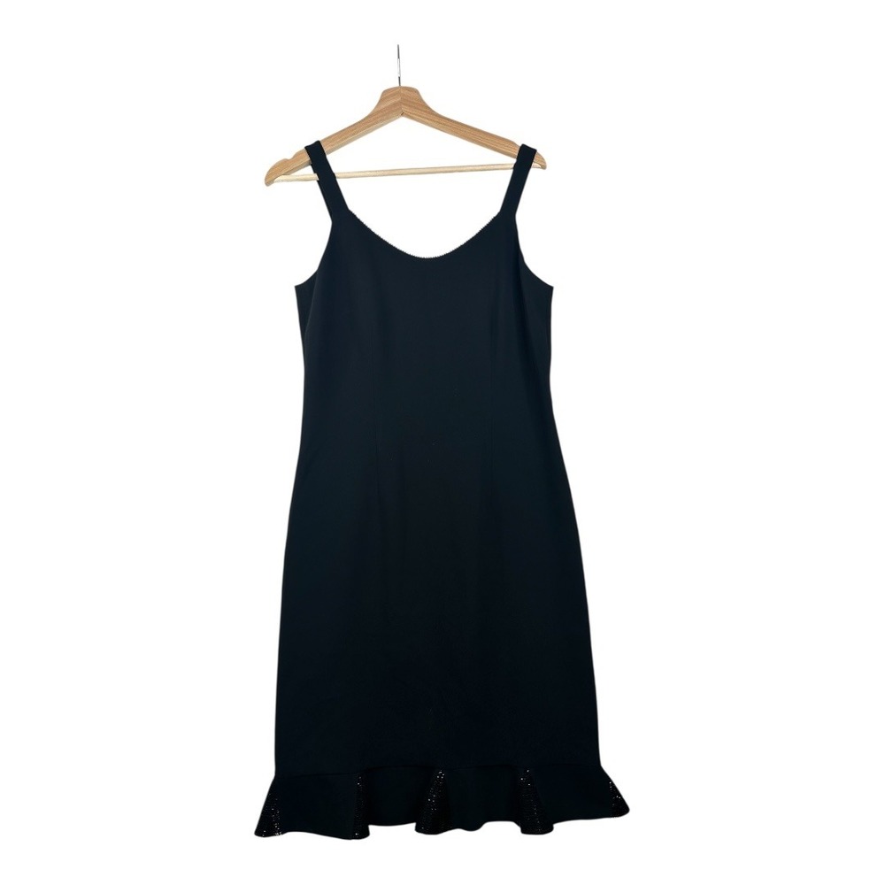 Albert Nipon LBD Sleeveless Sheath Beaded Dress size 8 Black